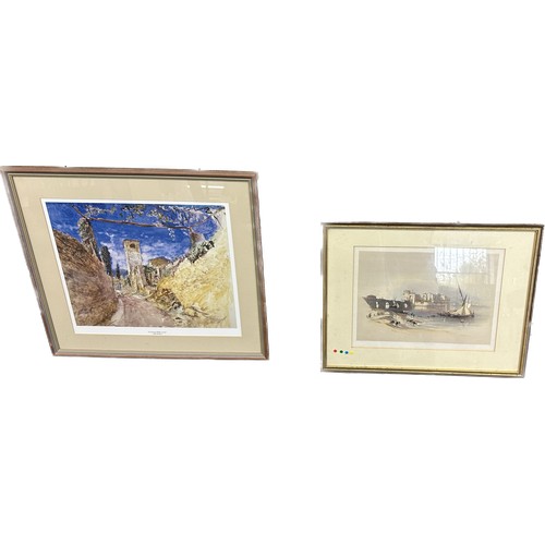 95 - Two framed prints one depicting a Vineyard and the other Castle by the Sea largest measures approxim... 