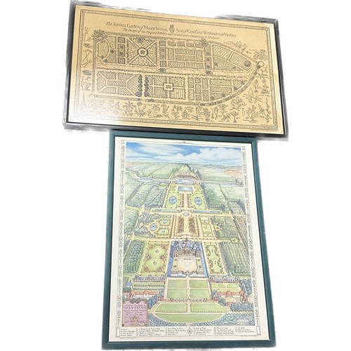 94 - Two framed prints one map of the ' Vaux Le Vicomte' and the other a map of ' The Kitchen Garden of M... 