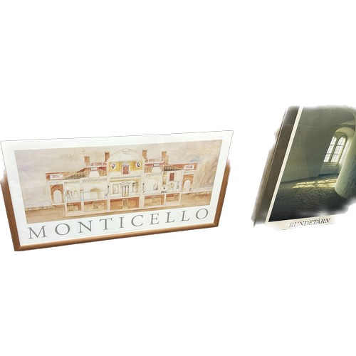 107 - Three large framed modern exterior/interior prints of ' Monticello', ' Rundetarn' etc largest measur... 