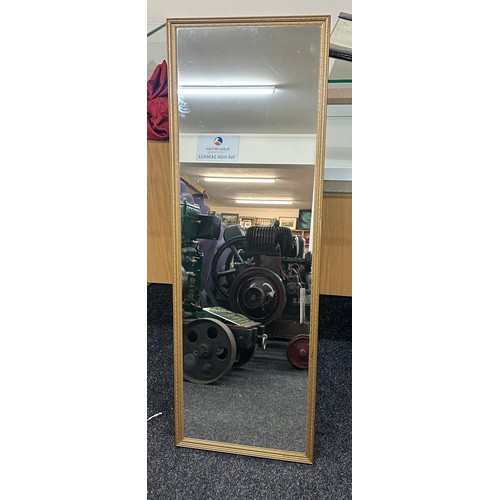 369 - Gilt framed upright mirror measures approx 47 inches tall x 16 inches wide