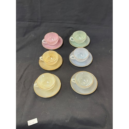 113 - Retro Arcoroc glass cups and saucers