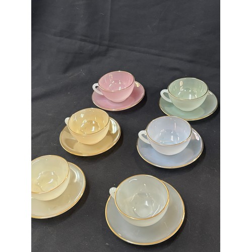 113 - Retro Arcoroc glass cups and saucers