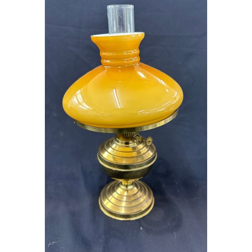 321 - Vintage oil lamp with shade and funnel