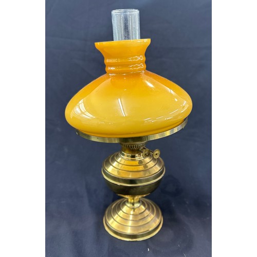 321 - Vintage oil lamp with shade and funnel