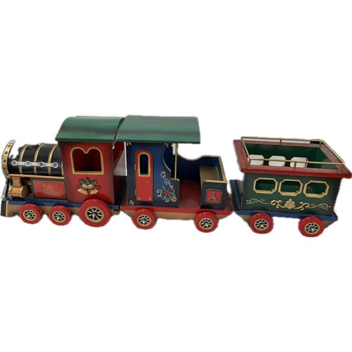 333 - Lar wooden Christmas train free standing decoration, approximate measurements: Length 39 inches, Hei... 