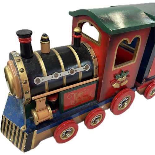 333 - Lar wooden Christmas train free standing decoration, approximate measurements: Length 39 inches, Hei... 