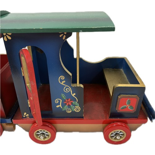 333 - Lar wooden Christmas train free standing decoration, approximate measurements: Length 39 inches, Hei... 