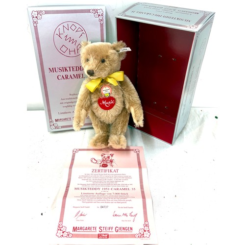 88 - Steiff Musik teddy 1951 caramel 35 boxed with COA (replica 1993)