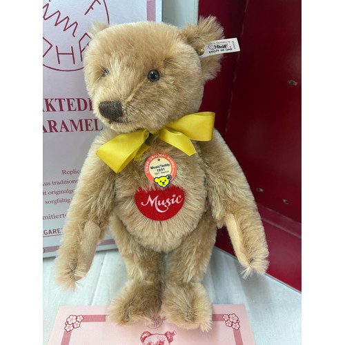 88 - Steiff Musik teddy 1951 caramel 35 boxed with COA (replica 1993)