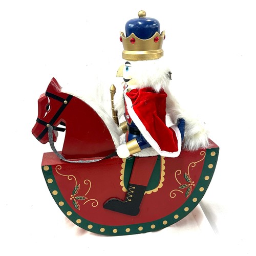 367 - Wooden Nutcracker / Rocking horse Christmas decoration, approximate measurements: Height 19 inches, ... 