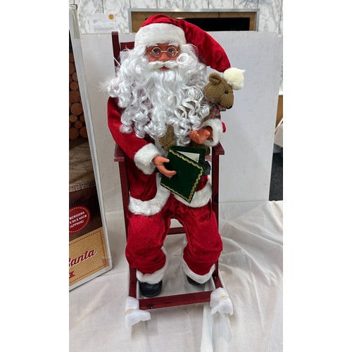 406 - Boxed Rocking chair Santa Christmas decoration, overall height 75 x 30 x 40cm