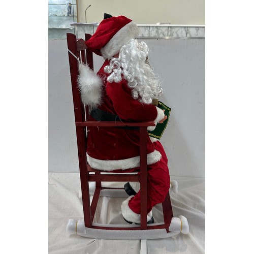 406 - Boxed Rocking chair Santa Christmas decoration, overall height 75 x 30 x 40cm