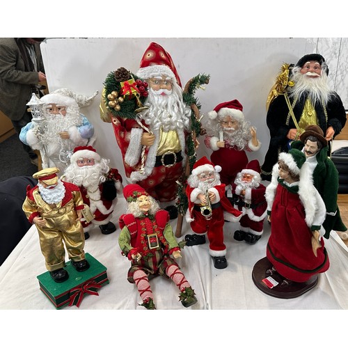 345 - Freestanding Santa, selection Santa decorations/figures, elves etc tallest piece measures approximat... 