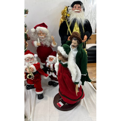 345 - Freestanding Santa, selection Santa decorations/figures, elves etc tallest piece measures approximat... 