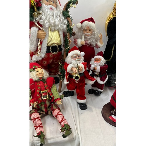 345 - Freestanding Santa, selection Santa decorations/figures, elves etc tallest piece measures approximat... 