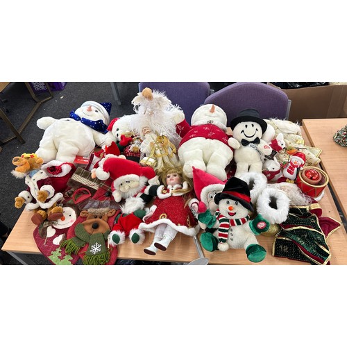 344 - Selection of Christmas teddies, stockings, angel etc