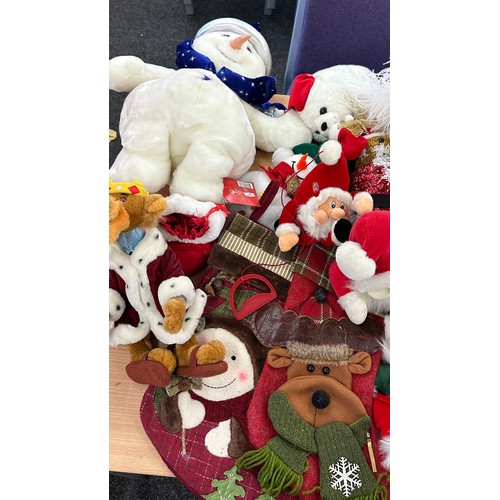 344 - Selection of Christmas teddies, stockings, angel etc