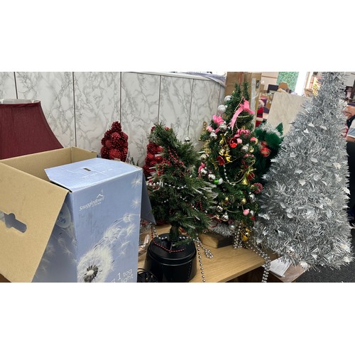 339 - Large selection of assorted christmas trees includes Boxed 6ft White christmas tree etc