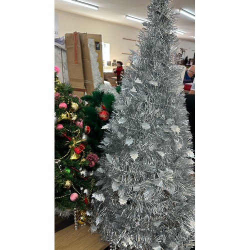 339 - Large selection of assorted christmas trees includes Boxed 6ft White christmas tree etc