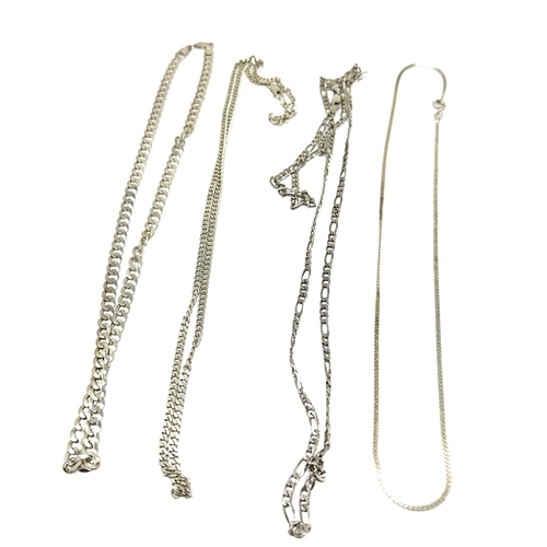 277 - 4 silver necklace chains weight 36g