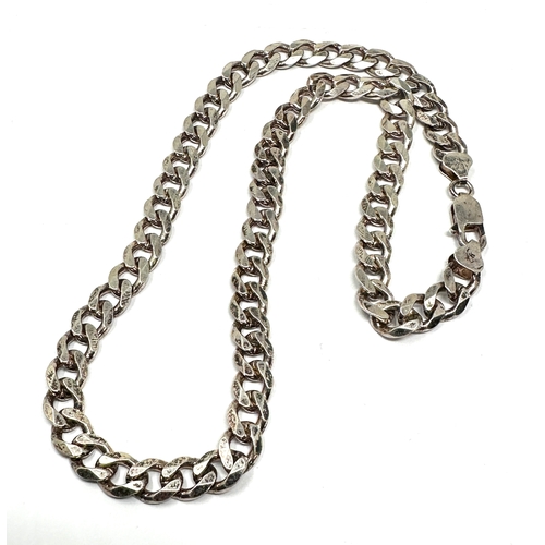 281 - Silver curb link necklace chain weight 52g measures approx 47cm long