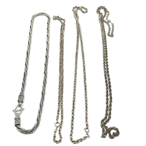 282 - 4 silver rope twist necklace chains weight 108g