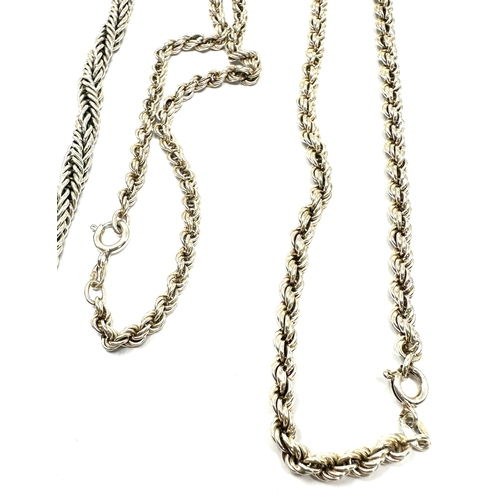 282 - 4 silver rope twist necklace chains weight 108g