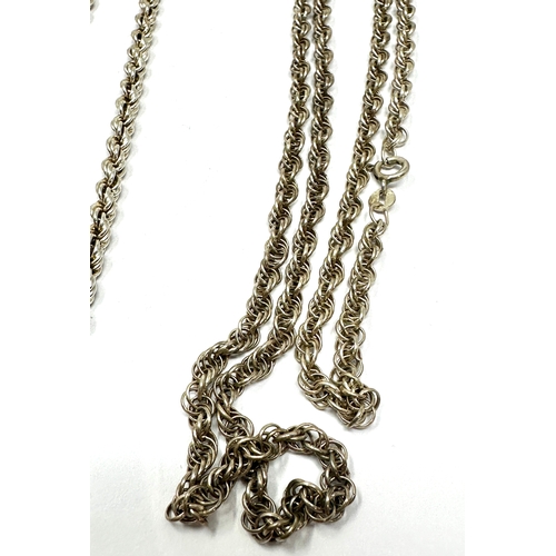 282 - 4 silver rope twist necklace chains weight 108g