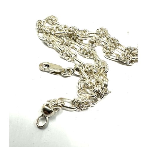 290 - Vintage large modernist silver white gemstone set pendant & necklace chain weight 47g