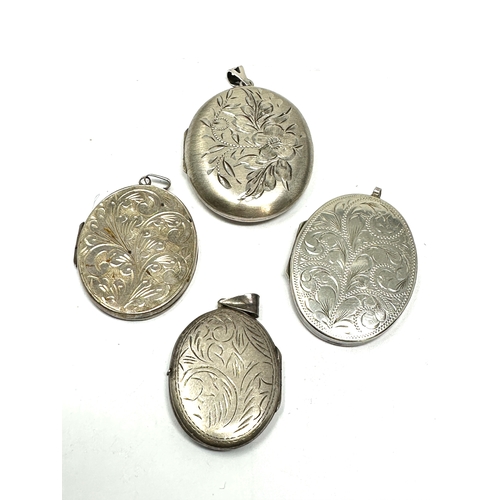 296 - 4 large vintage silver lockets weight 54g largest measures approx 5cm by 4cm