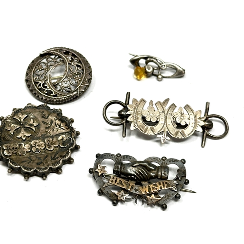 298 - 5 victorian silver brooches inc charles horner