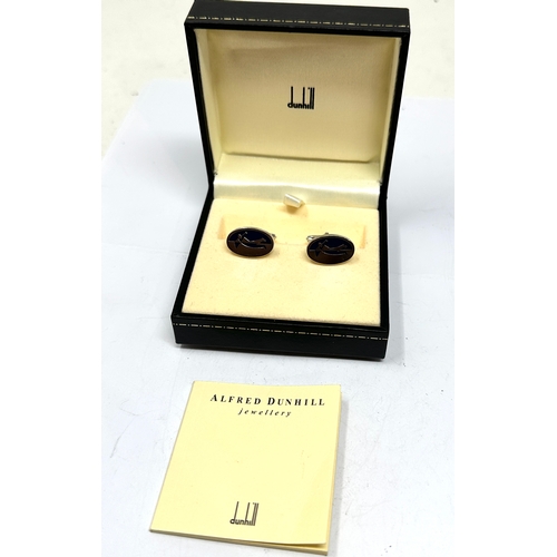 303 - Boxed Alfred Dunhill silver & enamel cufflinks