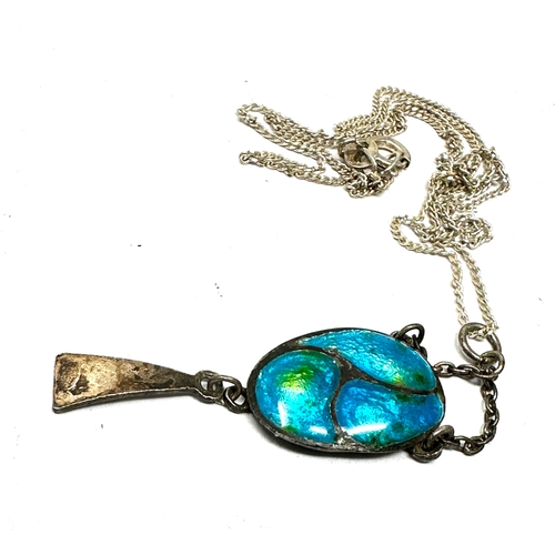 307 - Vintage silver & enamel pendant necklace