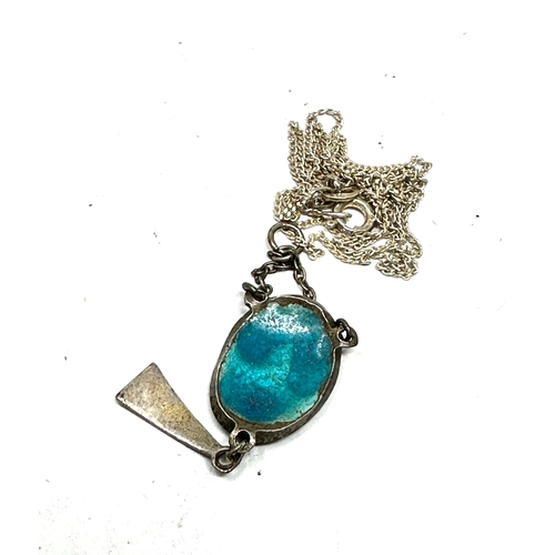 307 - Vintage silver & enamel pendant necklace