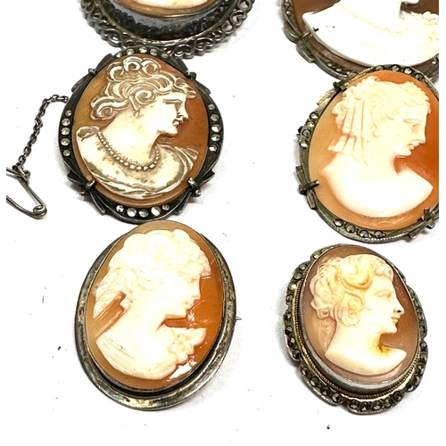 308 - 6 vintage silver framed cameo brooches