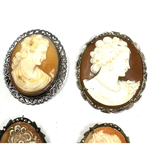 308 - 6 vintage silver framed cameo brooches