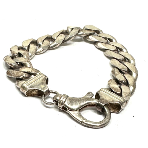 311 - Vintage Chunky silver curb link bracelet weight 64g