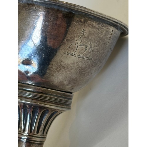 472 - Silver wine funnel George III, London 1795 maker Robert Hennell and David Hennel II, family crest of... 