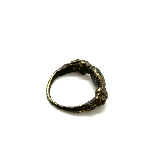 536 - Antique friendship / fede ring, possibly medieval, gilt bronze