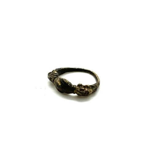 536 - Antique friendship / fede ring, possibly medieval, gilt bronze