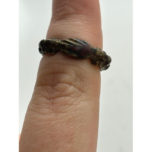 536 - Antique friendship / fede ring, possibly medieval, gilt bronze