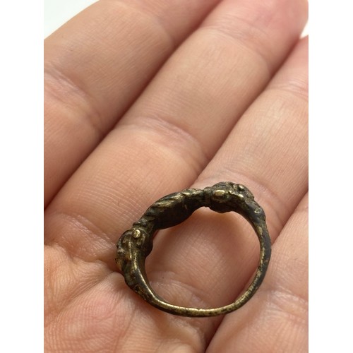 536 - Antique friendship / fede ring, possibly medieval, gilt bronze