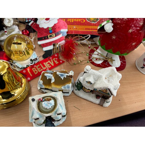 332 - Large selection Christmas decorations to include baubles, signs, gift bags, lanterns, etc