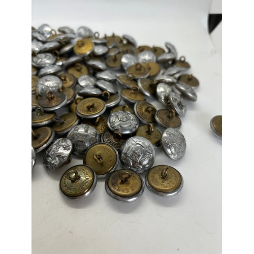 587 - Selection of approximately 150 vintage Leeds fire brigade metal tunic buttons, manufacturers to incl... 