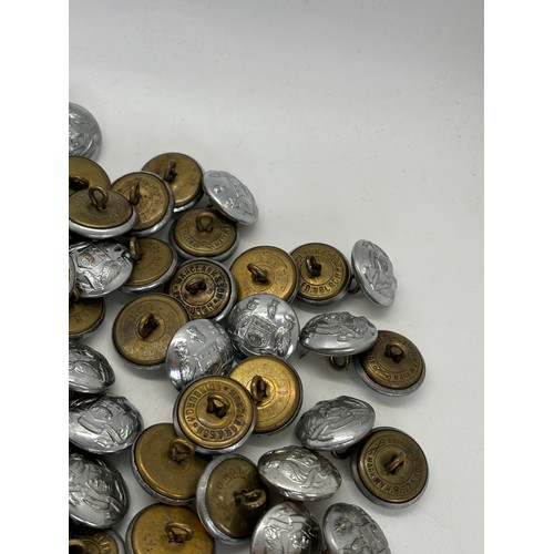 587 - Selection of approximately 150 vintage Leeds fire brigade metal tunic buttons, manufacturers to incl... 