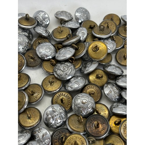 587 - Selection of approximately 150 vintage Leeds fire brigade metal tunic buttons, manufacturers to incl... 