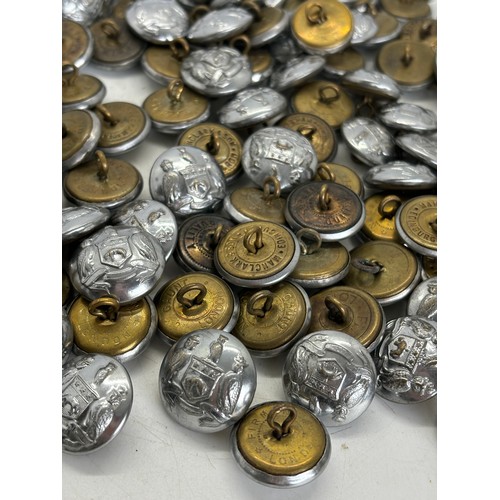 587 - Selection of approximately 150 vintage Leeds fire brigade metal tunic buttons, manufacturers to incl... 