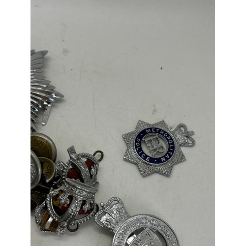 585 - Selection of Police cap badges, to include West Riding, Leicester and Rutland, Cambridgeshire etc ma... 