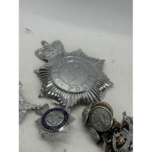 585 - Selection of Police cap badges, to include West Riding, Leicester and Rutland, Cambridgeshire etc ma... 