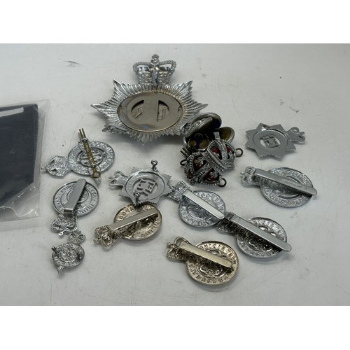 585 - Selection of Police cap badges, to include West Riding, Leicester and Rutland, Cambridgeshire etc ma... 